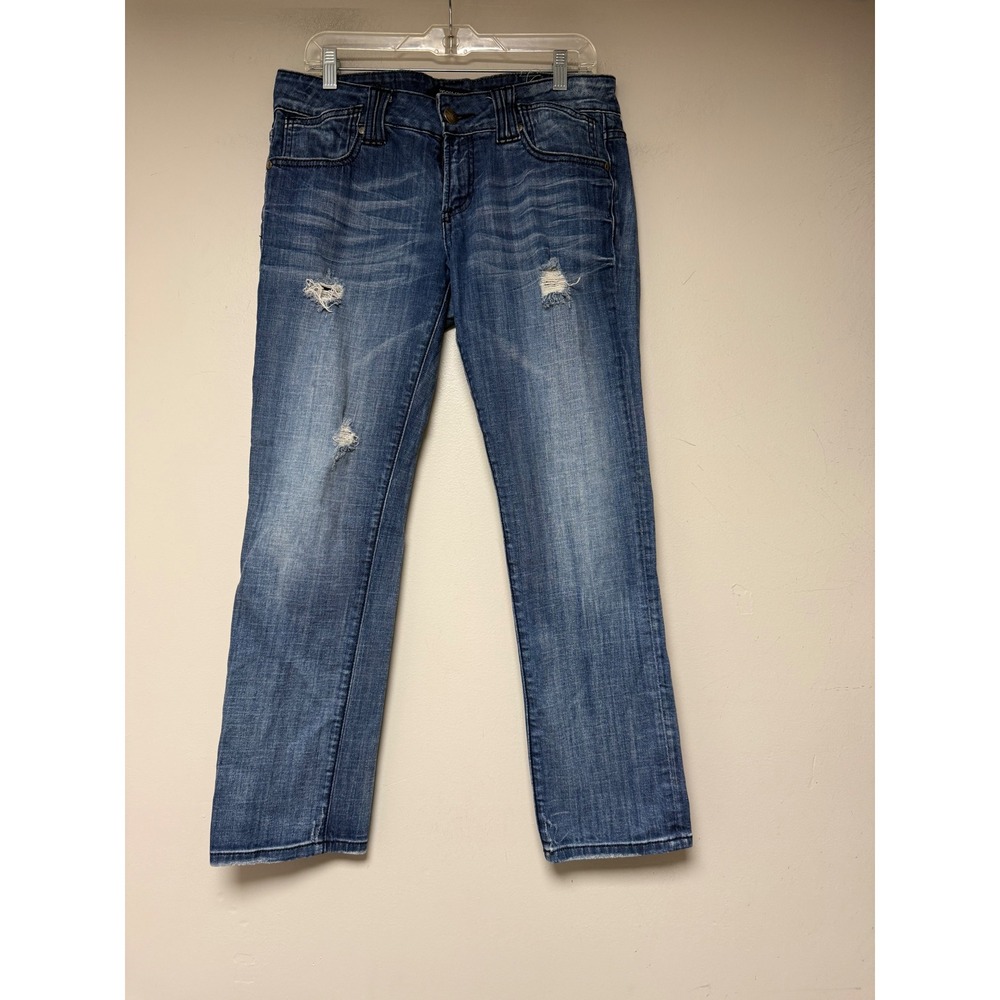 Vigoss Studio The Thompson Roll Skinny Jeans Womens 32 Blue Excellent Distressed